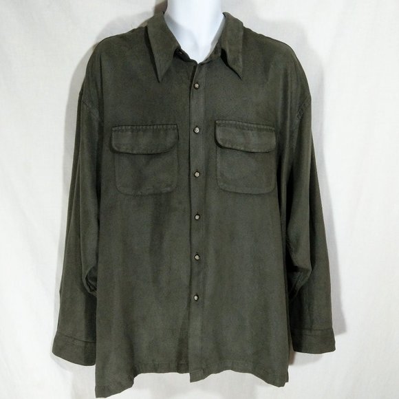 Van Heusen Other - Men's Van Heusen Faux Suede Button Up Shirt EUC